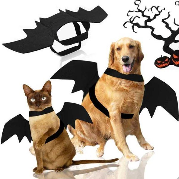 Fantasia de halloween de roupas para cães para cães asas de morcego de gato de gato de gato acessórios para festa de cachorro h240506