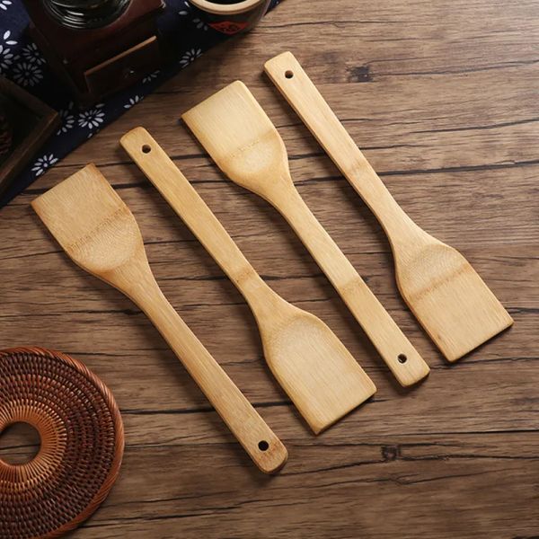 Utensílios 1pc Health Natural Bamboo Wood Kitchen Kitchen Satula Spatula Spoon Mixing Portador de cozinha utensílios de cozinha Dinner Food Wok Shovels Turners