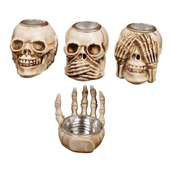 Velas Halloween Skulls Veller Resin Crafts Skeleton Candle Stand For Decorações Hotel Pirate Holiday Férias ao ar livre