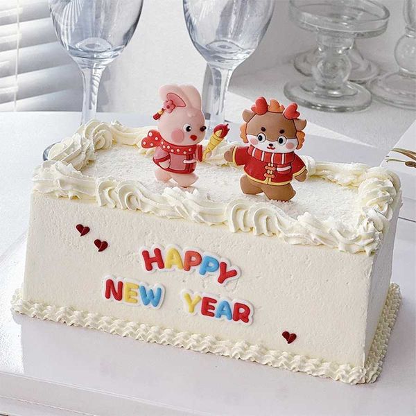 3pcs velas felizes ano novo Dragon Cake decoração de coelho tocha dragão bebê atividade festa infantil feliz aniversáriogift