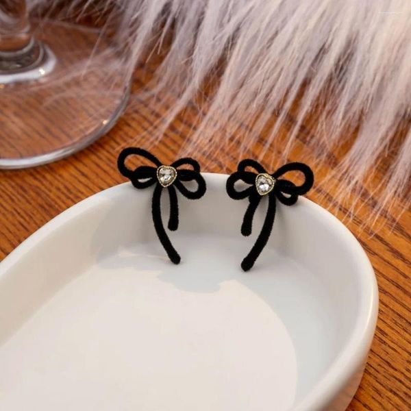 Orecchini per borchie Orenaggio Orena semplice Amore Cuore Fling Dropd Black Black Bowknot Signora