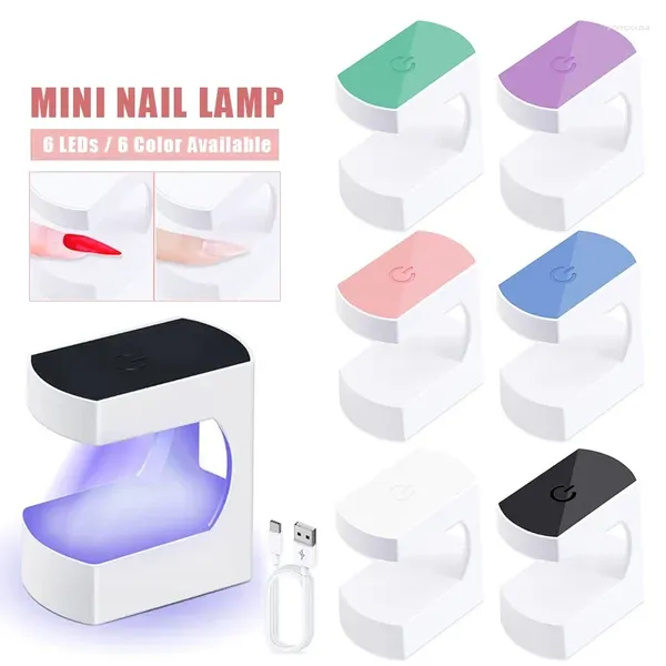 Tırnak kurutucuları UV LED lamba Taşınabilir Kurutma USB Kablo Mini Kurutucu Manikür Makinesi 6 Boncuklar Ev Seyahat Kullanımı