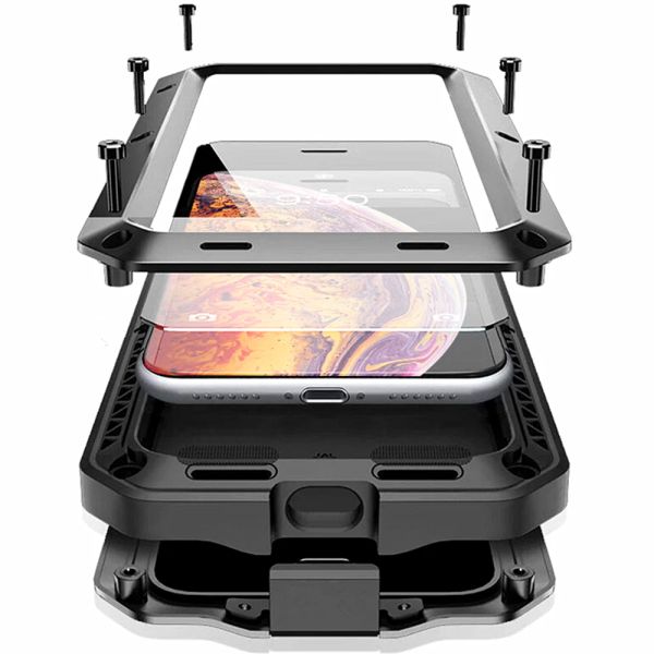 Deckt mit Schockproof Rüstung Metall Aluminium -Telefonhülle für iPhone 11 Pro XS max XR X 7 8 6 6S plus 5S 5 SE 2020 Full Protective Stoßstangenabdeckung