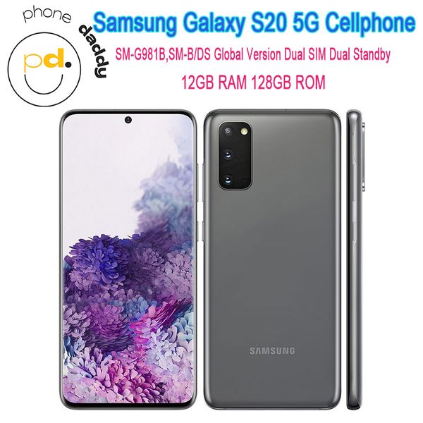 Оригинальный Samsung Galaxy S20 G981U1 5G Мобильный телефон 6,2 '' 8 ГБ оперативной памяти 128 ГБ ПЗУ NFC Triple Camera Snapdragon 865 Octa Core Core Moctphone