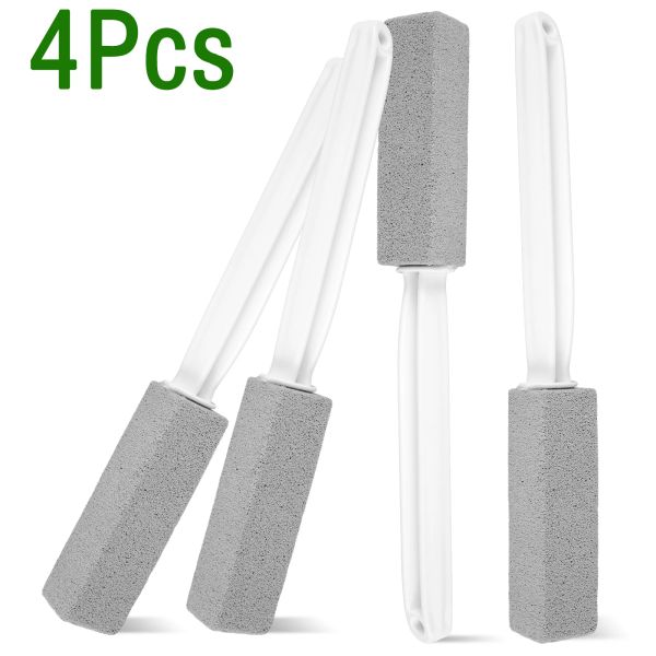 Spazzole 4pcs Pumice Stone Wilet Cleaning Brushing con manico extra lungo la lavandino della vasca da bagno Limescale Rimuovi per il bagno WC Pulizia strumento