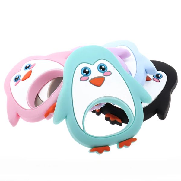 Bloco 10pcs Penguin Baby Silicone Teether BPA dentes de silicone grátis de silicone pingente de dentição CHEW Toys Kids Bebê Presente