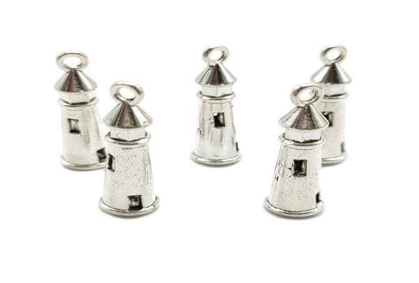 100 pezzi Lighthouse Lighthouse Antique Ciondoli Silver Pendants Fare fai da te per orecchini in bracciale con collana 825mm DH04829478912