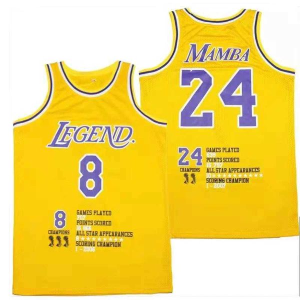 Erkek Tişörtleri BG Basketbol Formaları Efsanesi 24 Mamba Jersey Dijital Baskı Yüksek Kişilik Açık Spor Beş Şampiyonlar Sarı 2023 Yeni T240506