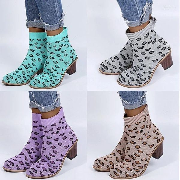 Botas coloridas estampas de leopardo colorido 2024 malha respirável de solas grossas Sapatos 43 Tamanho ROMA ROMA ZAPATOS DE MUJER