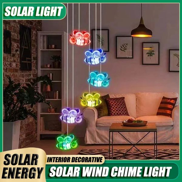 Dekorationen Solar LED Windchime Dekoration Licht Bienen Schmetterling Hängende Lampe für Innenhöfe im Freien Schlafzimmer Gartenparty Atmosphäre Dekoration