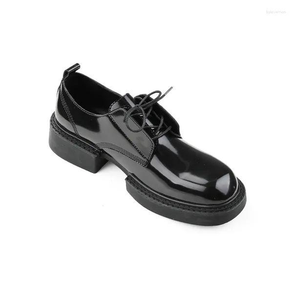 Sapatos casuais nos tamanho masculino de sola grossa preta e preta Laciar de negócios Oxfords Oxfords Basic Basic