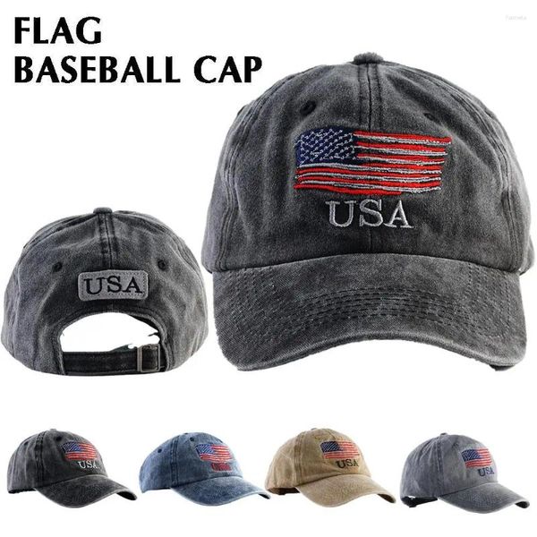 Caps de bola bandeira americana chapéu de beisebol de beisebol feminino Bordado de algodão aquático de água fez uma letra retrô ajustável E6N4