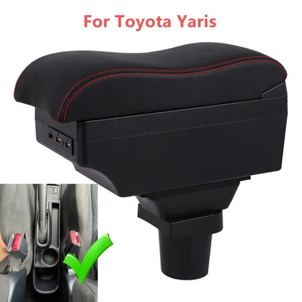 Caixa de apoio de braço de lâmpadas para Toyota Yaris 3 / Híbrido / Yaris Vitz Caixa de braço de braço Modificação interna de carregamento USB Acessórios para carros LED