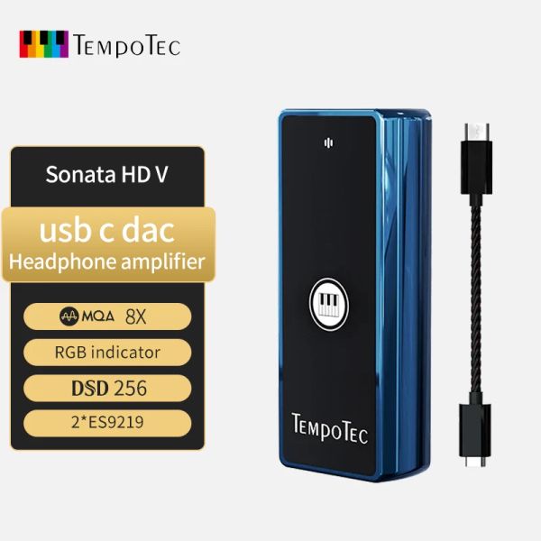 Verstärker Tempotec Sonata HD V USB DAC Dongle Kopfhörerverstärker Typ C bis 3,5 mm MQA Tidal Dual ES9219 DSD256 für Android MacOS -Gewinn