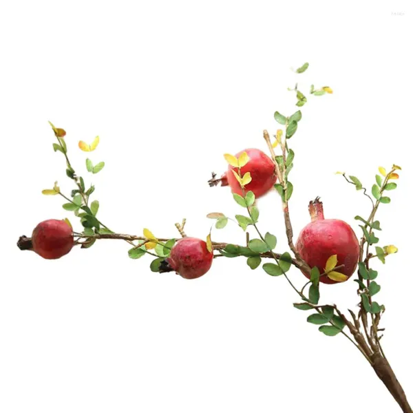 Fiori decorativi Flower Fruit Fruit Branch Melograno Decorazione per la casa Decorazione Arancia Panno di seta artificiale