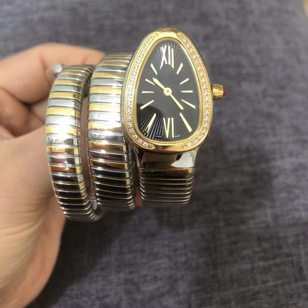 Vintage Moda Kadın Gezinme Relojes Tasarımcı İzler Kadın Diamond Watch Yılan İzle Montre Serpentn Saat Gül Altın Serpantin Bilezik Relogio Orologio Di Lusso