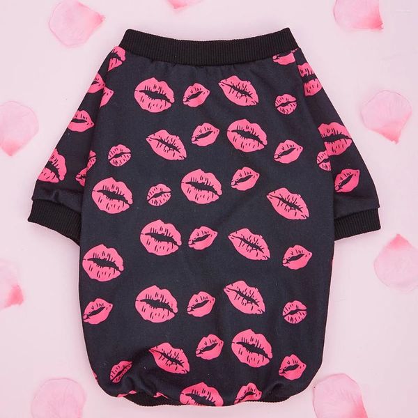 Собачья одежда мода капюшона xo День святого Валентина одежда для животных с розовыми губами