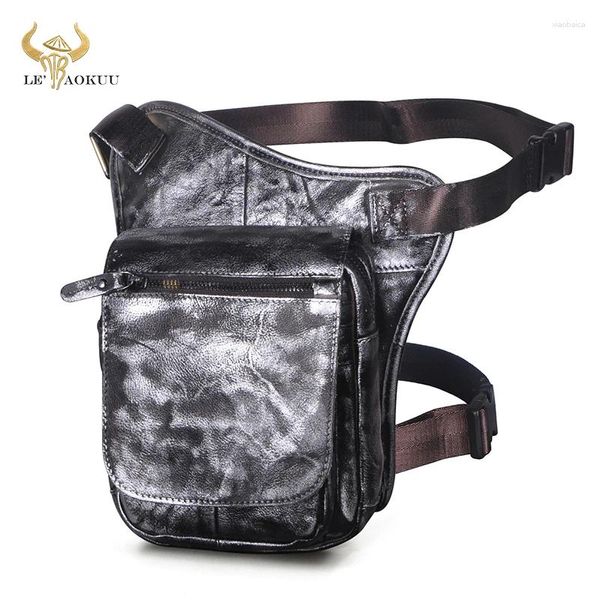 Taillenbeutel Getreide Original Soft Leder Männer Design Messenger Crossbody Slings Bag Fanny Belt Pack Bein Drop Telefon Hülle 6915