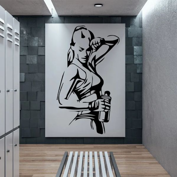Adesivi palestra donna muro adesivo sport motivazione allenamento fitness motivazione decorazioni interni decali palestra poster sfondo rimovibile s004