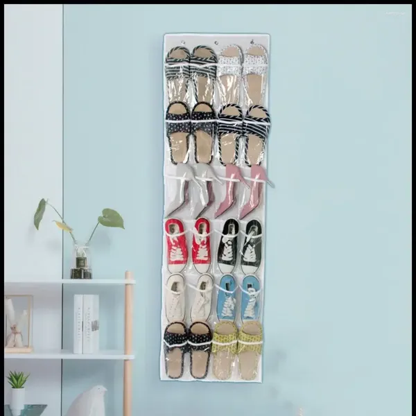 Scatole di stoccaggio bianco 24 scarpe a griglia organizzatore rastrelliere rimovibile tasche per scarpe montata a parete con una sala pendenza della porta del gancio