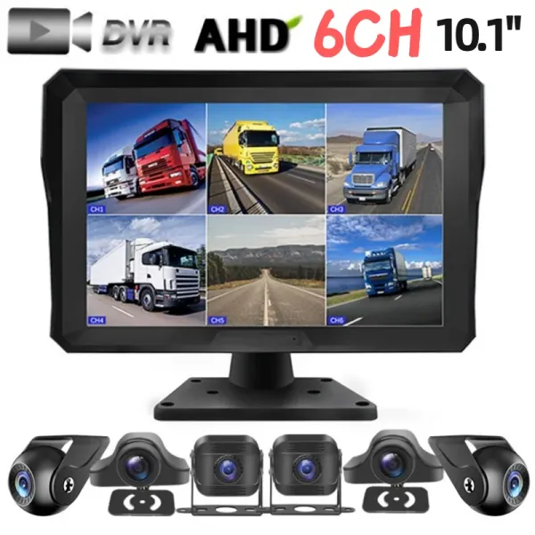 Sistema 6CH 10,1 polegadas Touch Screen Car/RV/ônibus/caminhão AHD Monitor Sistema de veículo CCTV Câmera HD Visão noturna REVISÃO DE ESTACIONAL