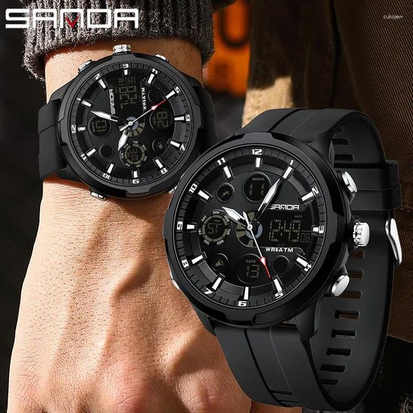 Armbanduhr Sanda G Style Military Sport Männer Uhren Luxus -Display Digital Uhr Wasserdichte männliche doppelte Armbanduhr Clock Relogios