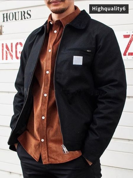 Giacca di marca di alta qualità, giacca di pelle da uomo Detroit pesante, giacca da lavoro da lavoro da uomo 24ss, giacca da colletto alla moda e versatile, spedizione gratuita