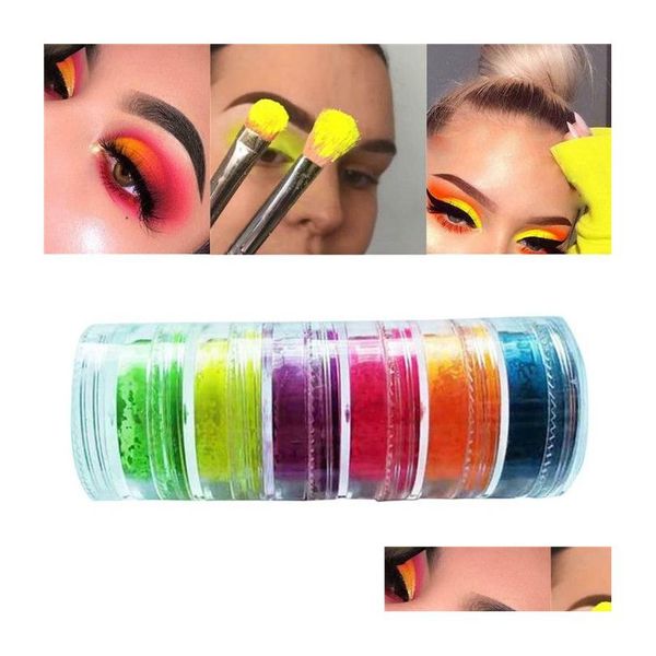 Eye Shadow Colorf Neon Eyeshadow Powder 6 Cores da unha Matte Glitter Fácil de usar