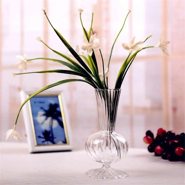 Vasos minoritários transparentes de alta qualidade exclusivos atraentes elegantes artesanato de artesanato de artesanato de artesanato vaso decorativo da moda