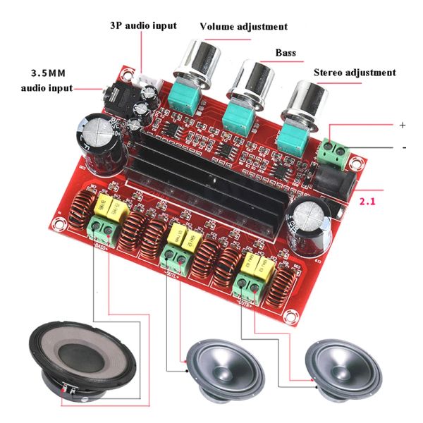 Усилитель Audio Sterio Stereo Digital Power Board TPA3116D2 50W*2+100 Вт 2.1 канал бас -сабвуфер усилитель модуль