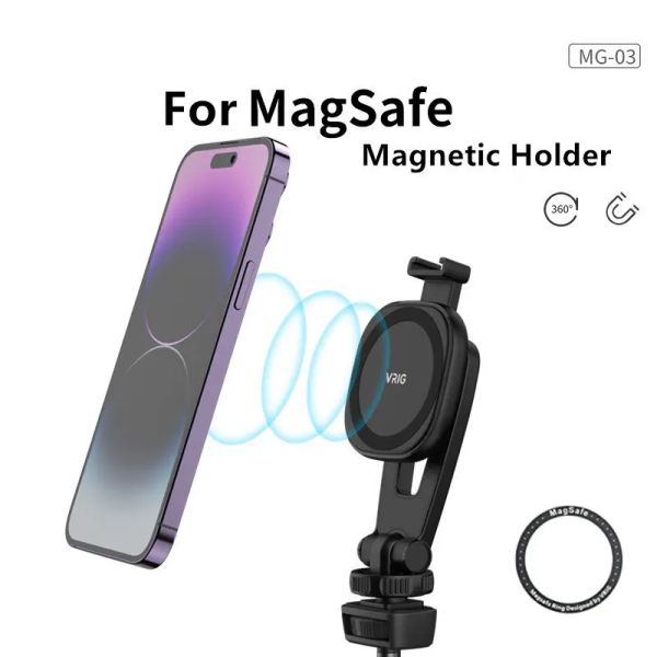 Stands New Vrig MG03 Magnetic Camera Phone Holder Mount para MagSafe iPhone 15 14 13 12 Setor de telefone da série W Sapato frio