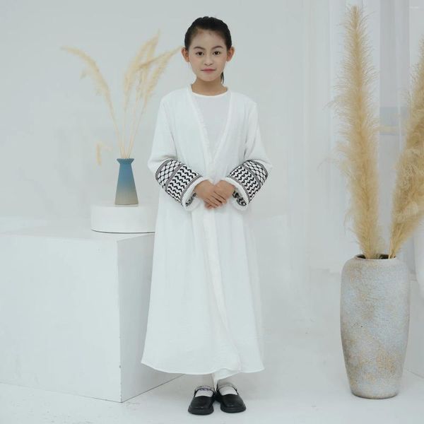 Abbigliamento etnico Ramadan Keffiyeh Open Abaya Kimono Palestina ricami di ricamo Cardigan Abayas musulmani per ragazze Dubai Luxuria islaman kaftan