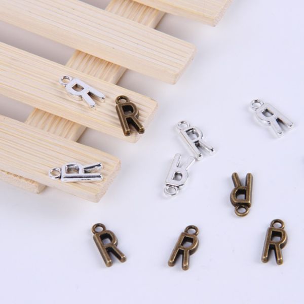 2015New Moda Antique Silver Copper Patilated Metal Alloy Hot Selling A-Z Alphabet Letter R Charms Flutuating 1000pcs lote #018x 287k