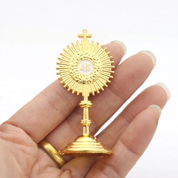 Arredamento cattolico cristiano statue oro oro jesus hominum salvator home office decorazione religiosa di religione cross figurina