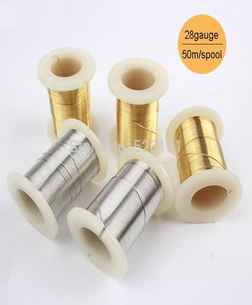 03 mm 50m 55yd Spool filo filo in rame in oro d'argento per gioielli che producono 28 gauge morbido per perle morbido Welfing Resulnant 6501654