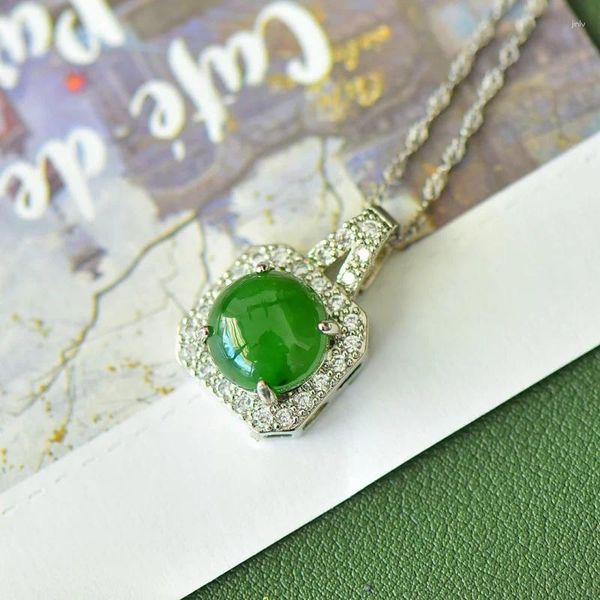 Anhänger Halsketten eingelegt natürliche hetische Jade Square Jasper Emerald Halskette Accessoires für Girlfriends Mode einfache Schlüsselbeinkette