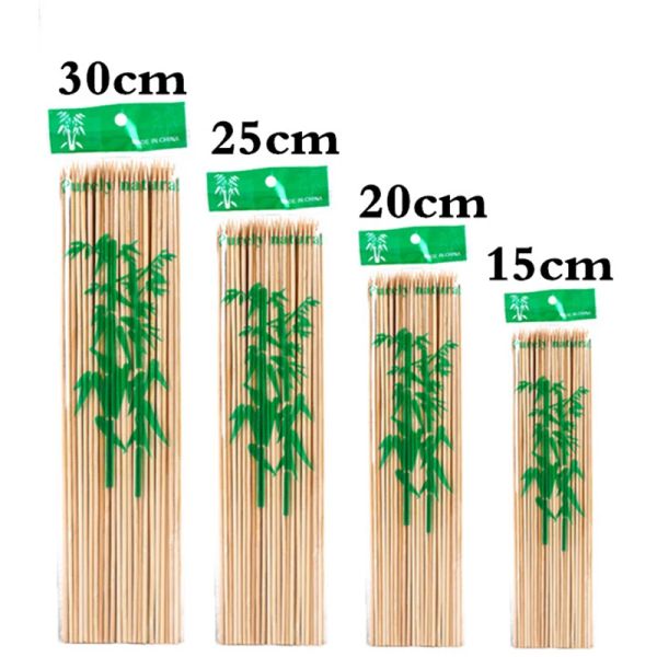 Acessórios 100pcs Bambu Skewer Sticks resistentes descartáveis fruto de fruto de madeira natural buffet buffet alimentos para churrasqueiras acessórios