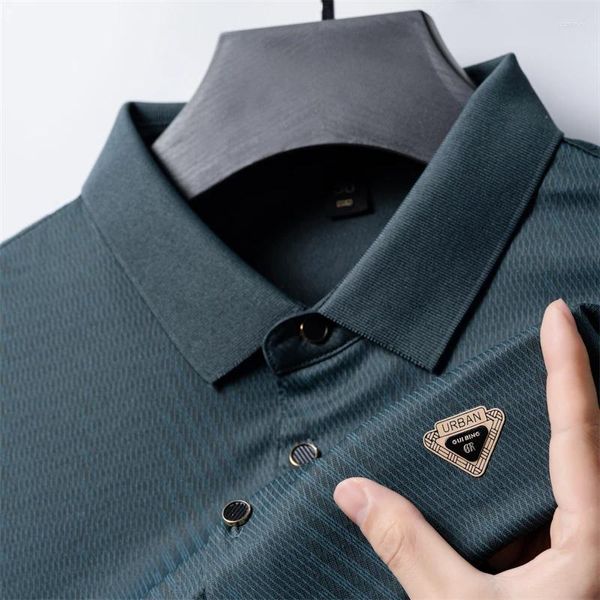 Männer Polos 2024 Sommer High-End-Marke bedruckte Eisseide Kurzarm Ltesch Hemd Trendy Casual No Iron T-Shirt Kleidung