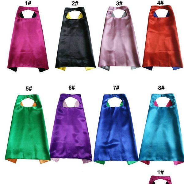 Тематический костюм Plain Color 70x70cm 2layer Kids Superhero Cosplay Satin Satin Cape Halloween накидки для доставки одежды костюмы Dh5ks