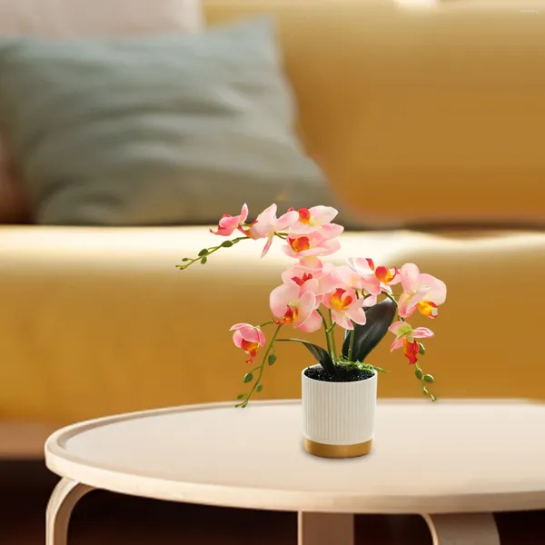 Fiori decorativi fiore artificiale in pentola composizione finta orchidea falaenopsis per la cucina per la camera da letto.