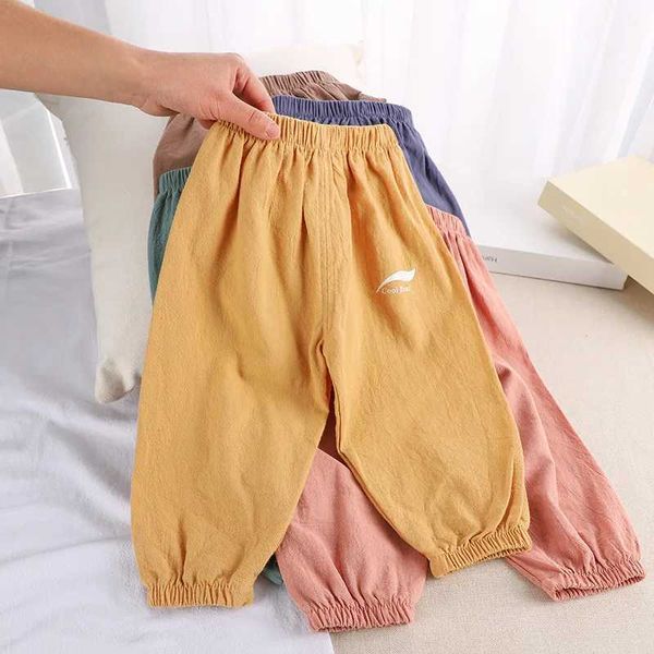 Shorts 1 2 3 4 5 anos Novo Childrens Anit Mosquito Pants Summer Baby Air Conditioning Bloomers Boys and Girls Cotton and Linen Pantsl2403