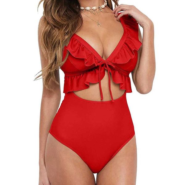 Swimwear femminile 2023 Nuovo volant sexy One pezzi da bagno femminile Plus size da bagno da bagno da nuoto da bagno Monokini Bathing costumi da bagno Swimwear Swim Ladies XXL Y240429