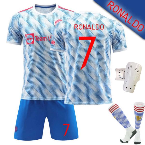 Futbol Formaları Erkeklerin Takipleri 2122 Şampiyonlar Ligi Ronaldo Jersey Uzak Mavi No. 7 Futbol Gömlek 10 Rushford 6 Bogba Takım