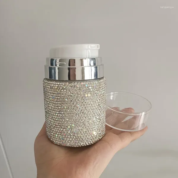 Bottiglie di stoccaggio bling strass remificiabile per trucco per bottiglie vuoto barattoli portatili contenitori cosmetici viso