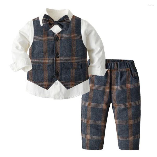 Roupas Define roupas infantis Gentleman Bowtie Decorated Boys 3 peças colete 3506