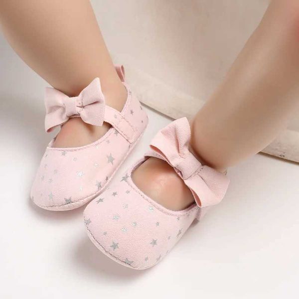 Sandalen Kleinkind Girl Bowknot Prinzessin Schuhe Pailletten Sterne weiche Sohle niedrige obere Sandalen Nicht-rutschige Leinwand süße Voralker-Krippe Sneaker