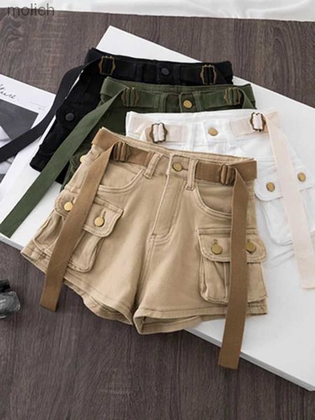 Shorts femminile Zoki Hip Hop Y2K Shorts cargo di carico da donna harajuku abbigliamento da strada corti retrò tasche a vita alta