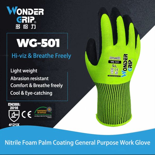 Guanti da giardino guanti guanti fluorescente in nylon micro schiuma nitrile sabbioso maxi ad alto flessibile guanto di sicurezza