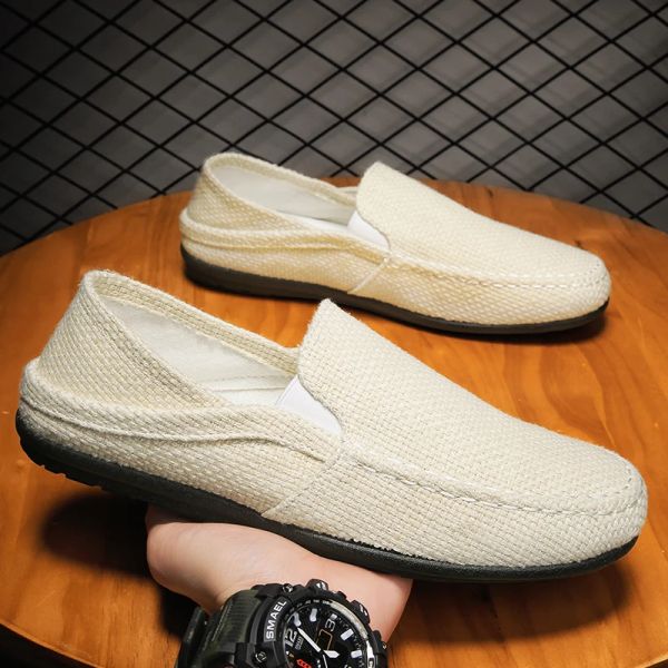 Schuhe MANNEN Casual Schoenen Vlas ademend mannnelijke Slip Op Sneakers Lichtget Canvas Schoenen Klassiseke Linns Loafers Rijden Schoenen