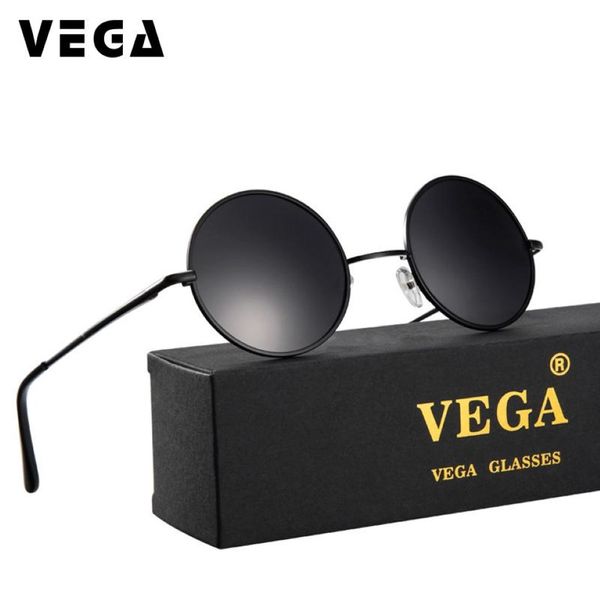 Солнцезащитные очки Vega Polarized 80 -х годов 90 -х годов ретро круглые очки мужчины женские металлические винтажные линзы Hippie Circle 8024 187V